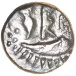 Duro Boat Bird.c.50-30 BC. Celtic silver quarter stater. 11mm. 1.08g.