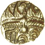 Sunburst Little Horse. c.20BC-AD5? Celtic gold quarter stater. 13mm. 1.19g.