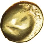 Gallic War Uniface. Plain Arcs. Ambiani. c.57-56 BC. Celtic gold stater. 15-17mm. 6.23g.