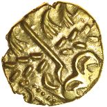 North East Coast. Left Type. Sills Mint B, fig.8. c.60-50 BC. Celtic gold stater. 19mm. 6.09g.