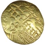 Gallo-Belgic Broad Flan. Bellovaci. c.175-120 BC. Celtic gold large-flan stater. 24-26mm. 7.42g.