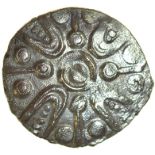 Fowlmere Lyres. c.50-40 BC. Celtic silver half unit. 12mm. 0.55g.