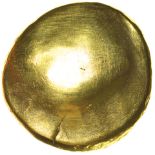 Gallic War Uniface. Plain Arcs Type. Ambiani. c.57-56 BC. Celtic gold stater. 16mm. 6.22g.