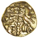 Yarmouth Right. Sills class 1. c.55-45 BC. Celtic gold stater. 18mm. 6.22g.