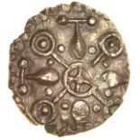 Gisleham Glory. Decorative Type. c.40-20 BC. Celtic gold quarter stater. 11mm. 1.03g.