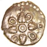 Addedomaros Floral. Sills class 3, Cruciform. c.45-25 BC. Celtic gold quarter stater. 12mm. 1.35g.