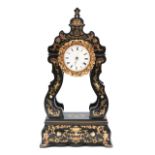 UNSIGNED 19 th Century Portico Clock . A nice table mantel wood clock , key movement , dial with