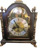 UNSIGNED Tempus Fugit An very early wood brass mounted bracket clock , Arched top with mouded