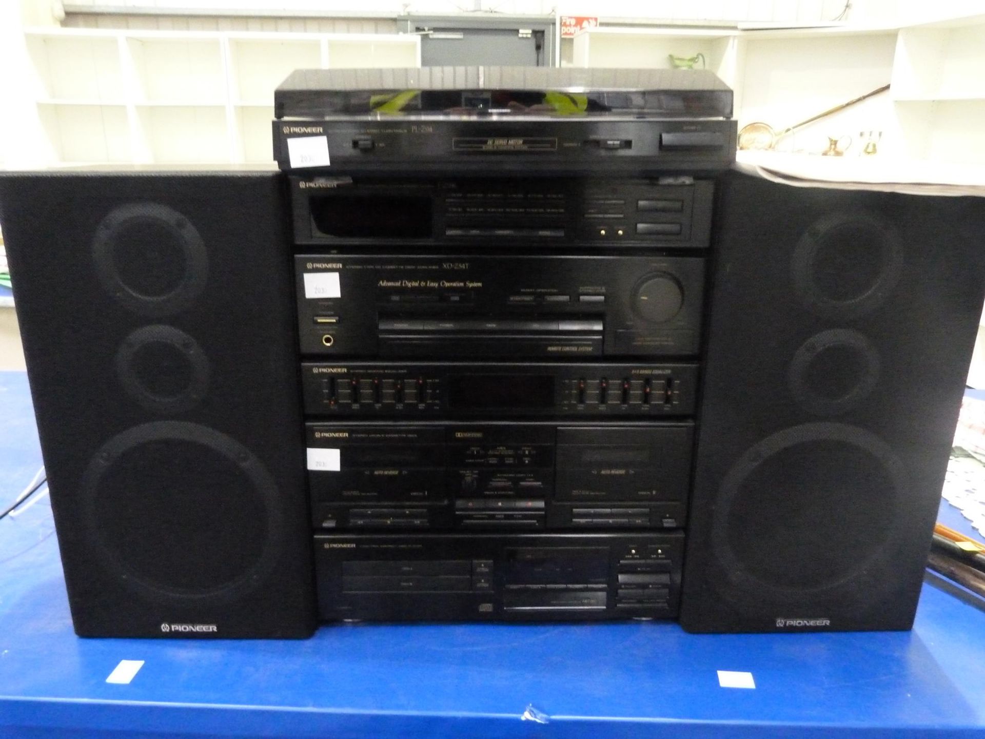 A Pioneer Stacking Stereo System to include Turntable (PL-Z94), Tuner (F-Z94L), Stereo Twin CD