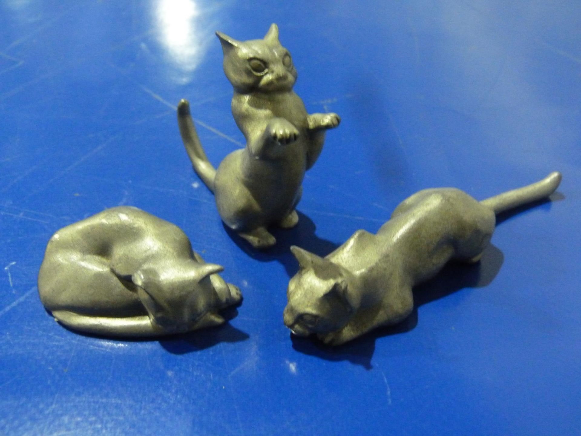 Three 'Selangor Pewter' Cats (Boxed) (Est. £20-£30)