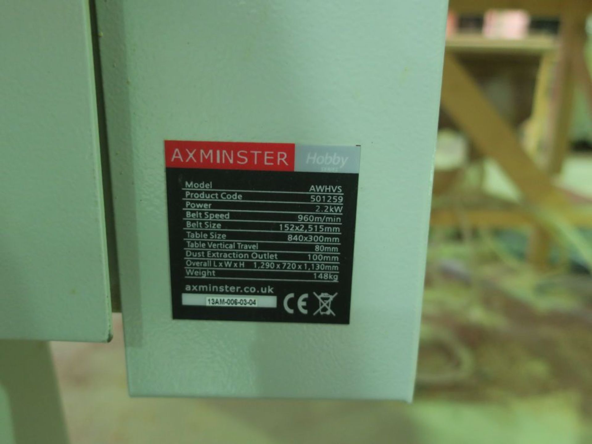 * Axminster Hobby Model AWHVS Vertical Belt Sander. Please note there is a £10 plus Vat lift out fee - Image 3 of 6