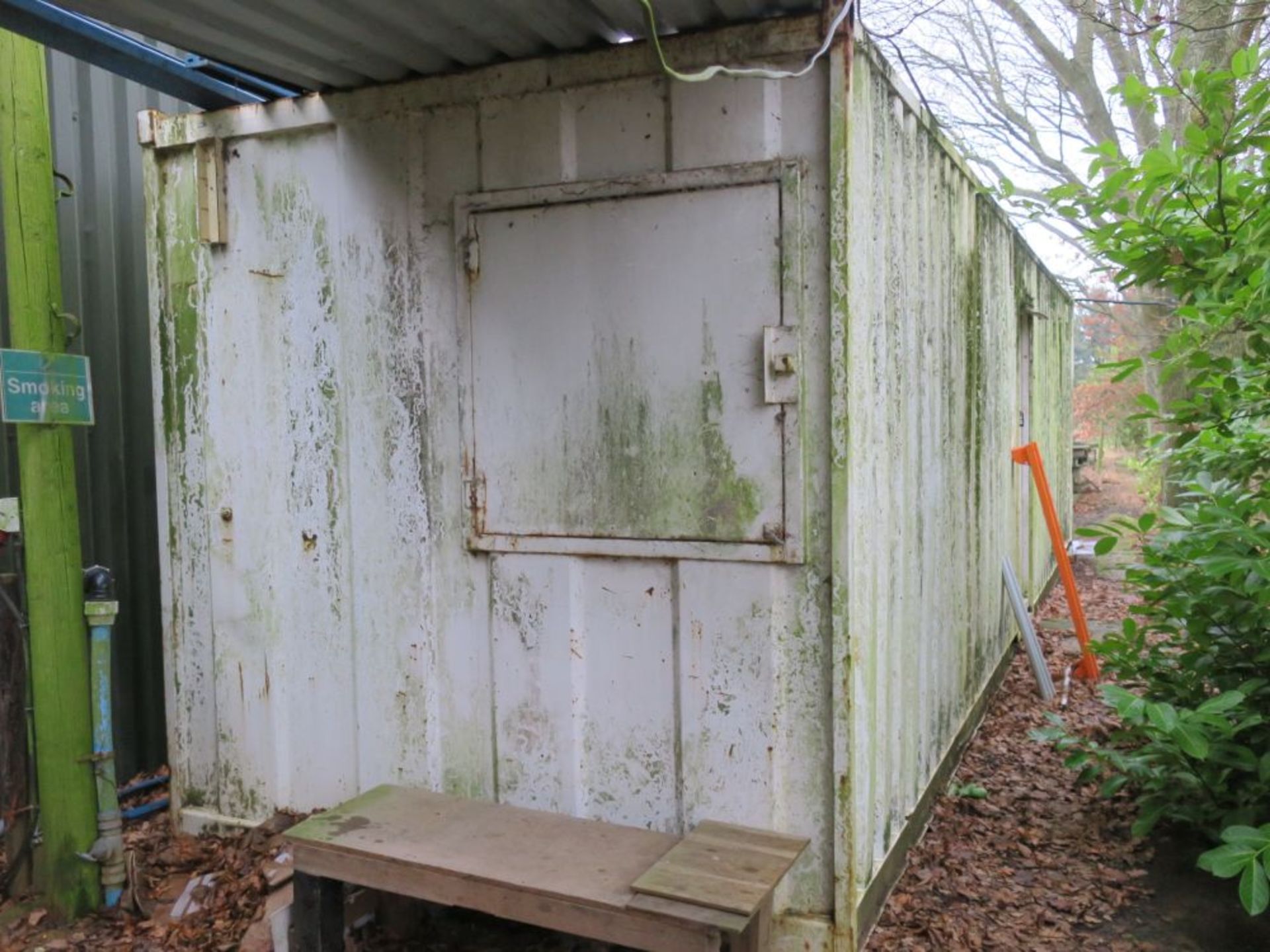 * Site Storage Container with Personnel Door on Long Side and Steel Shuttered Window either end. (