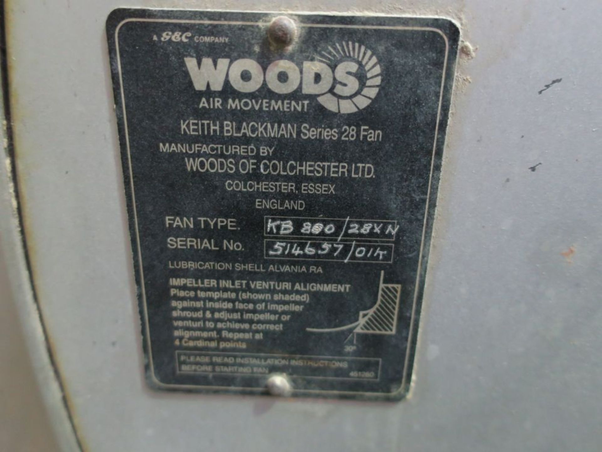 * Woods Keith Blackman Series 28 Extraction Fan with Qty of Ducting. Buyer to remove. Please note - Image 2 of 7