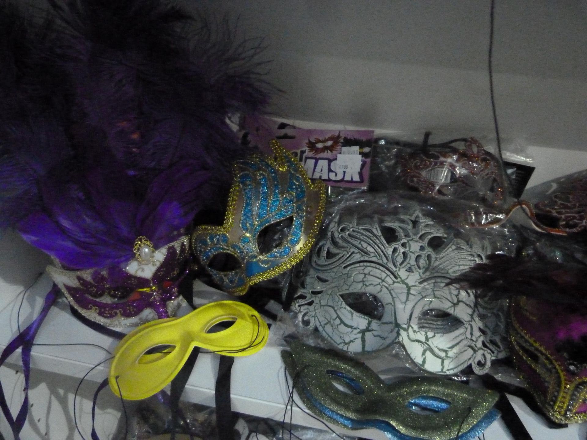 3 x Shelves of approx 100 New Masks of all shapes and sizes , Glasses Masks, Phantom Masks, - Image 4 of 7