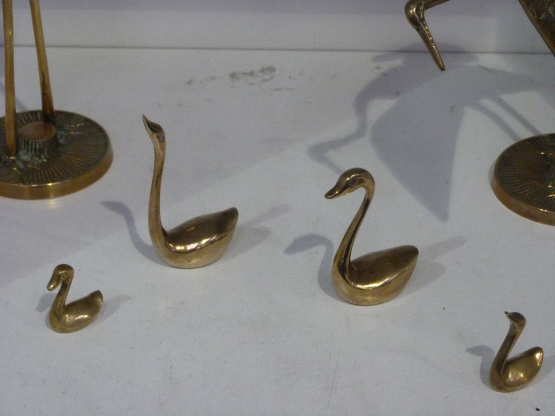 Two Solid Brass Herons, together with four Solid Brass Swans (6) (Est. £20-£30) - Image 2 of 4