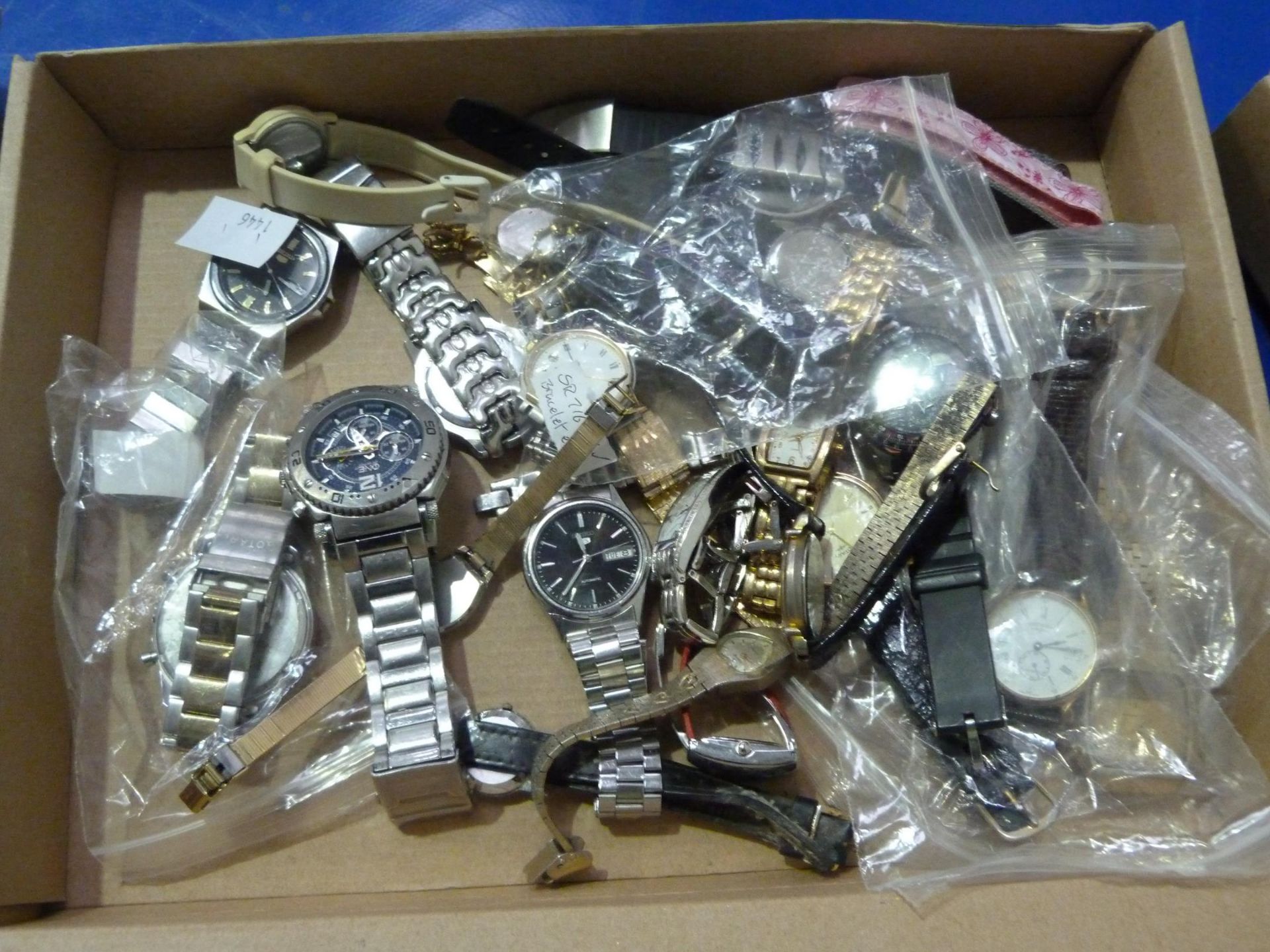 * Two Boxes to contain an Assortment of Seiko, Rotary Watches etc. (some in need of repair) (Est £