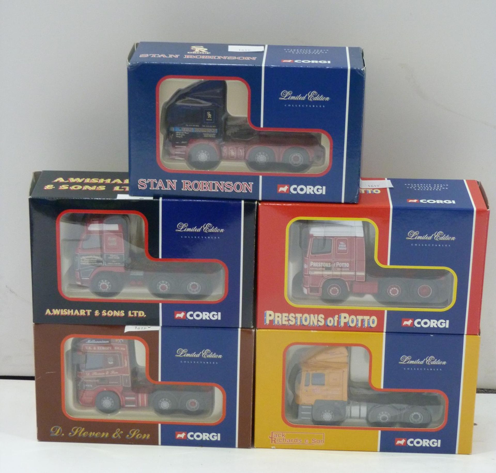 Five Corgi Limited Edition Diecast Vehicles, featuring CC12904 Scania Topline Tractor Unit - D.