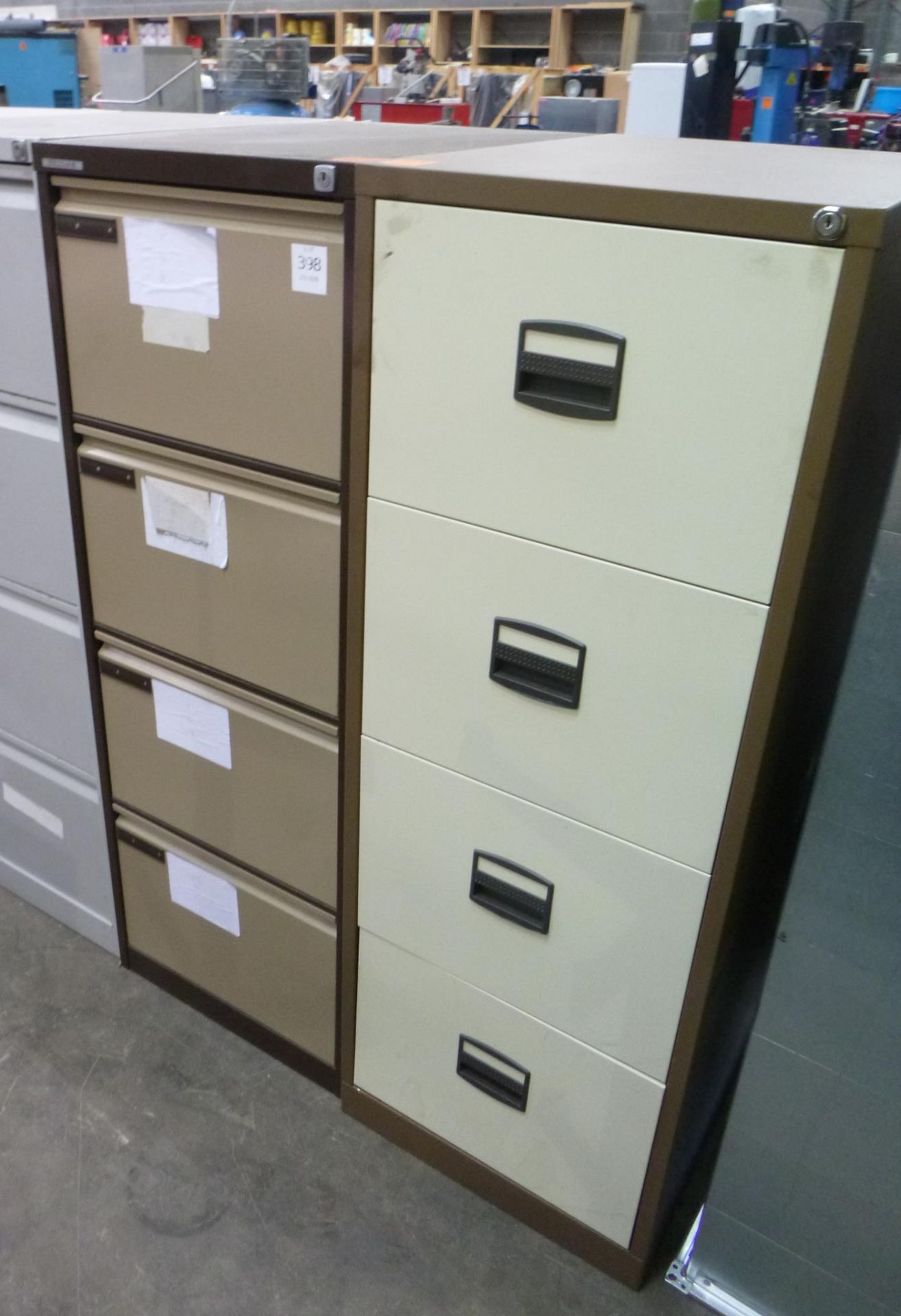 2 x 4 Drawer Filing Cabinets. Please note there is £5 plus VAT Lift Out Fee on this lot.