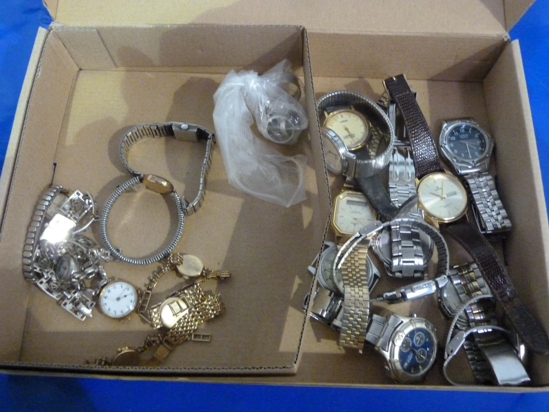 * Two Boxes to contain an Assortment of Watches including Four 9ct Gold Watches, Two Gold Lugs (