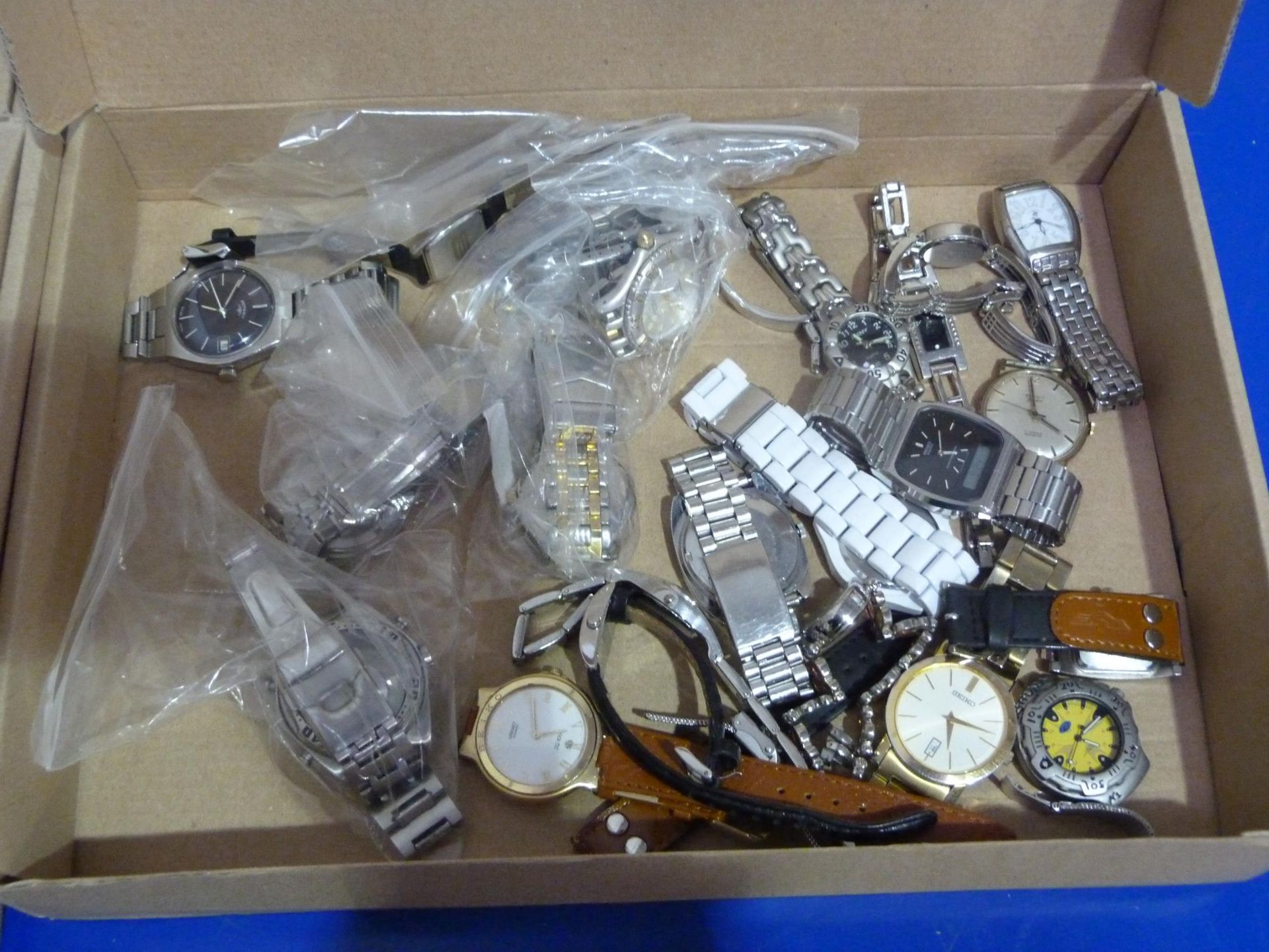 * Two Boxes to contain an Assortment of Watches from Seiko, Rotary, Diesel, Timberland, Fossil - Image 2 of 2