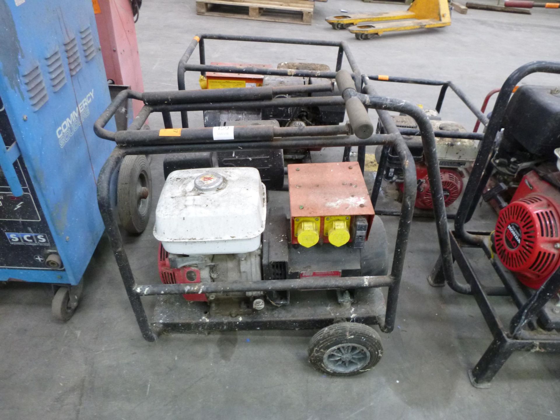 A Haverhill B21A Generator Welder Honda 8HP, Petrol Engine C/W Twin 110V Single 240V Outputs 3kW.