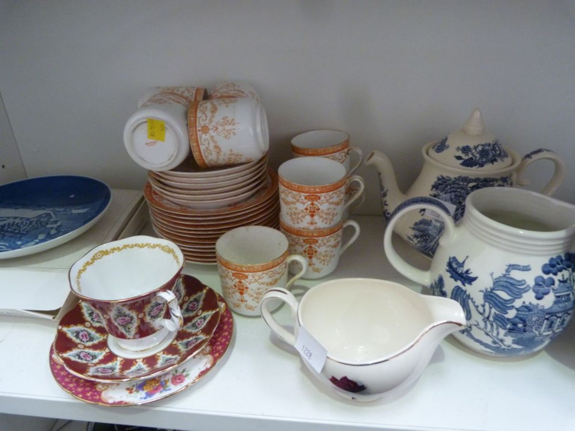 Four shelves to contain a Beswick Dog (A/F), Elephant Figurine, wooden Tiger Figurine, Royal Albert - Image 3 of 3