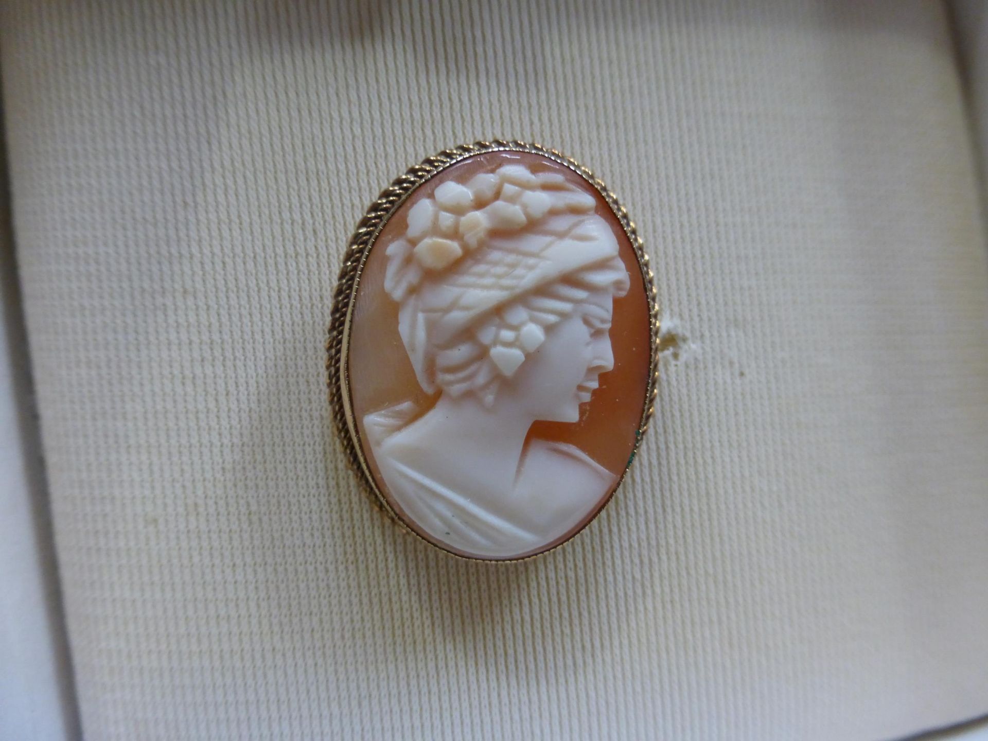 A 9ct Gold mounted carved Cameo Pendant Brooch, hallmarked (est. £25-£40) - Image 2 of 4