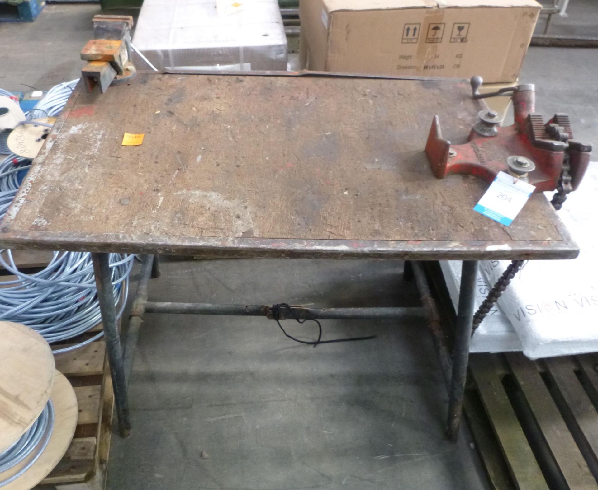 * A Foldable Work Table C/W a Forge Steel Vice and a Rigid BC-810 Pipe Vice. Please note there is