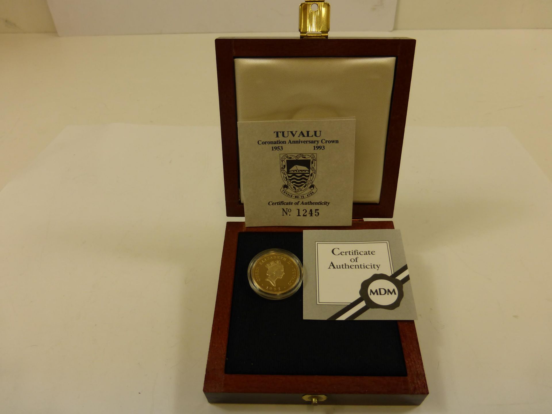 Queen Elizabeth Coronation Anniversary Approx. 14 Carat Gold Proof Tuvalu One Hundred Dollar Coin;