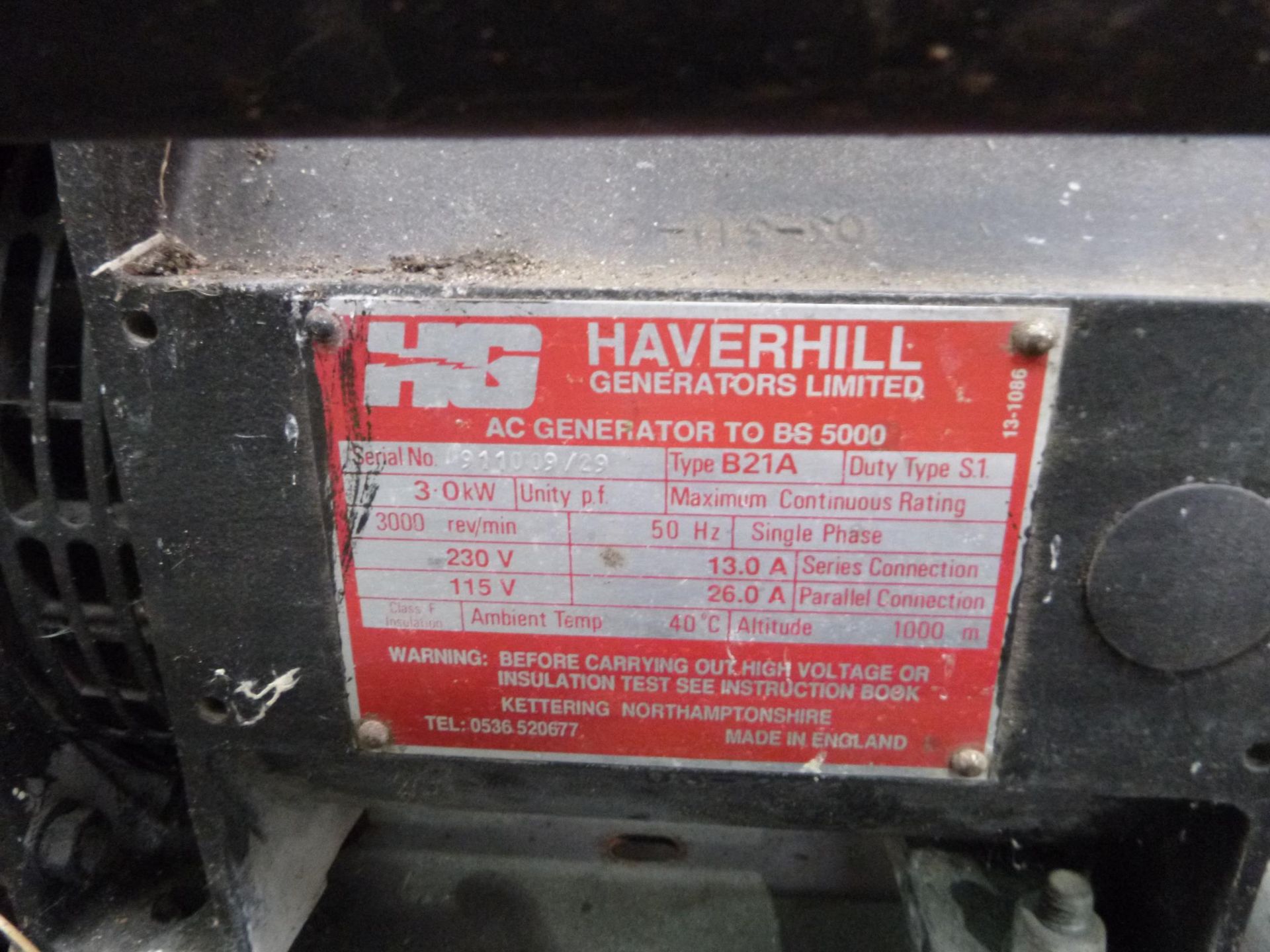 A Haverhill B21A Generator Welder Honda 8HP, Petrol Engine C/W Twin 110V Single 240V Outputs 3kW. - Image 3 of 3