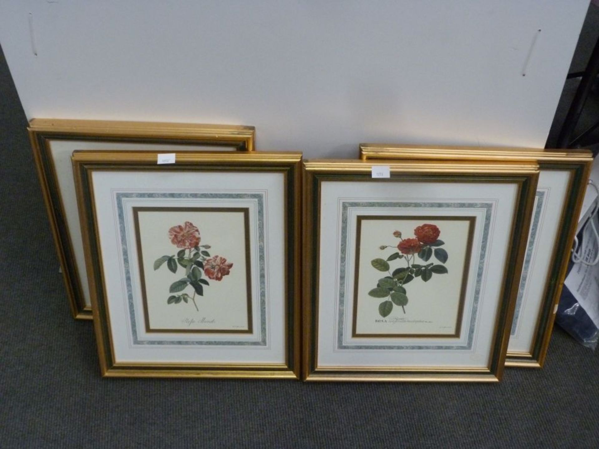 Four floral prints in gilt frames (all 47cm x 40cm) (est. £15-£30)