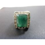 This is a Timed Online Auction on Bidspotter.co.uk, Click here to bid. Large Emerald Set in Ring,