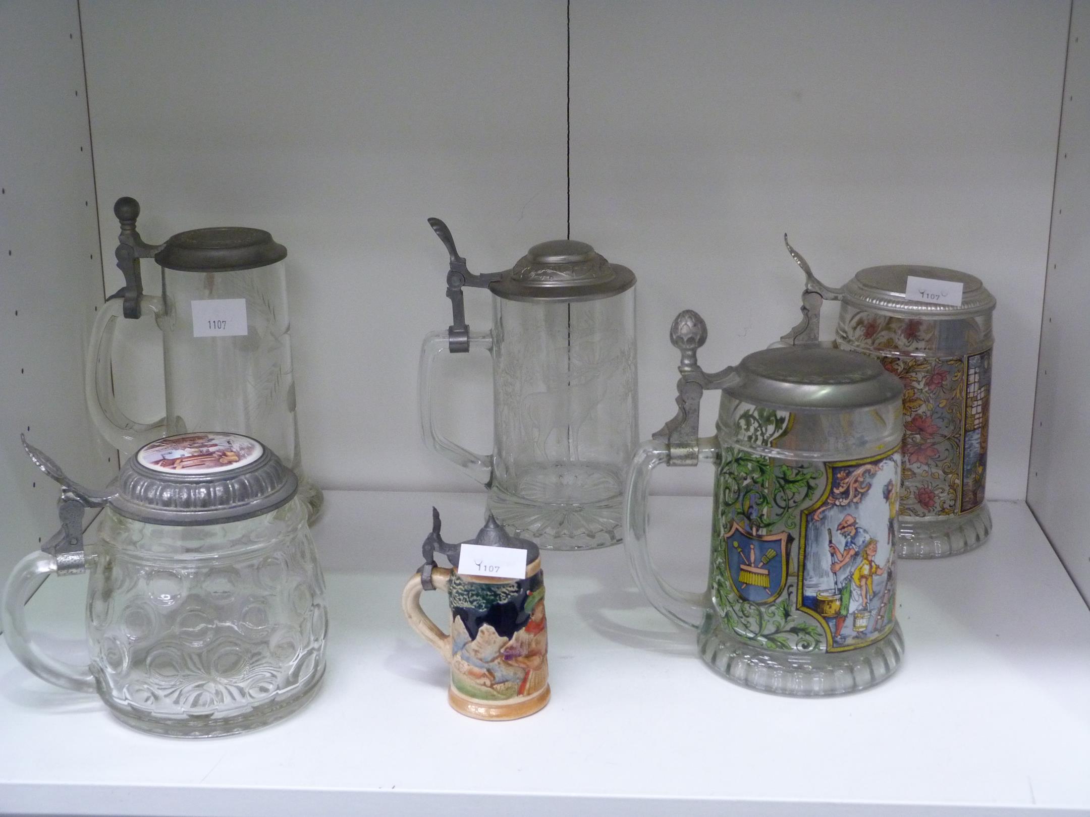 This is a Timed Online Auction on Bidspotter.co.uk, Click here to bid. Six German Lidded Beer Steins