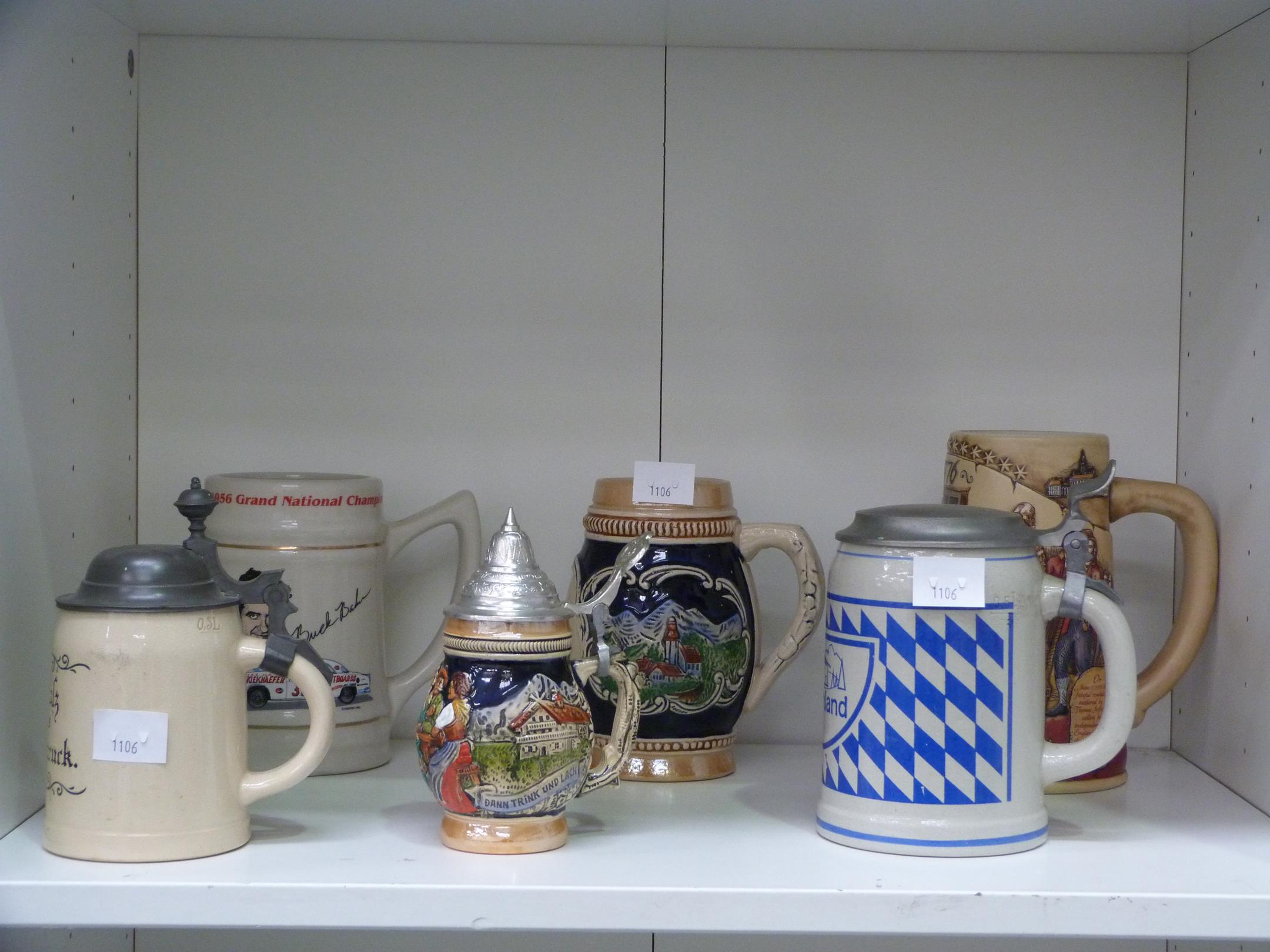 This is a Timed Online Auction on Bidspotter.co.uk, Click here to bid. Six German Beer Steins (three