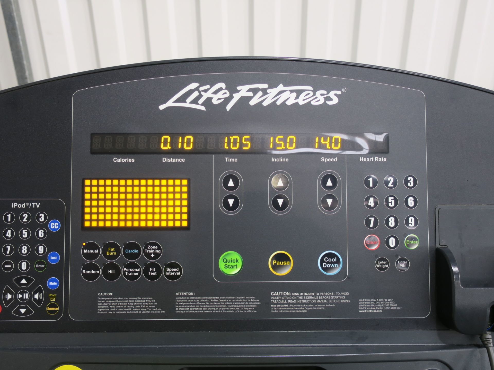 * A LifeFitness treadmill complete with iPod dock. Serial No. CLL107731. - Image 4 of 7