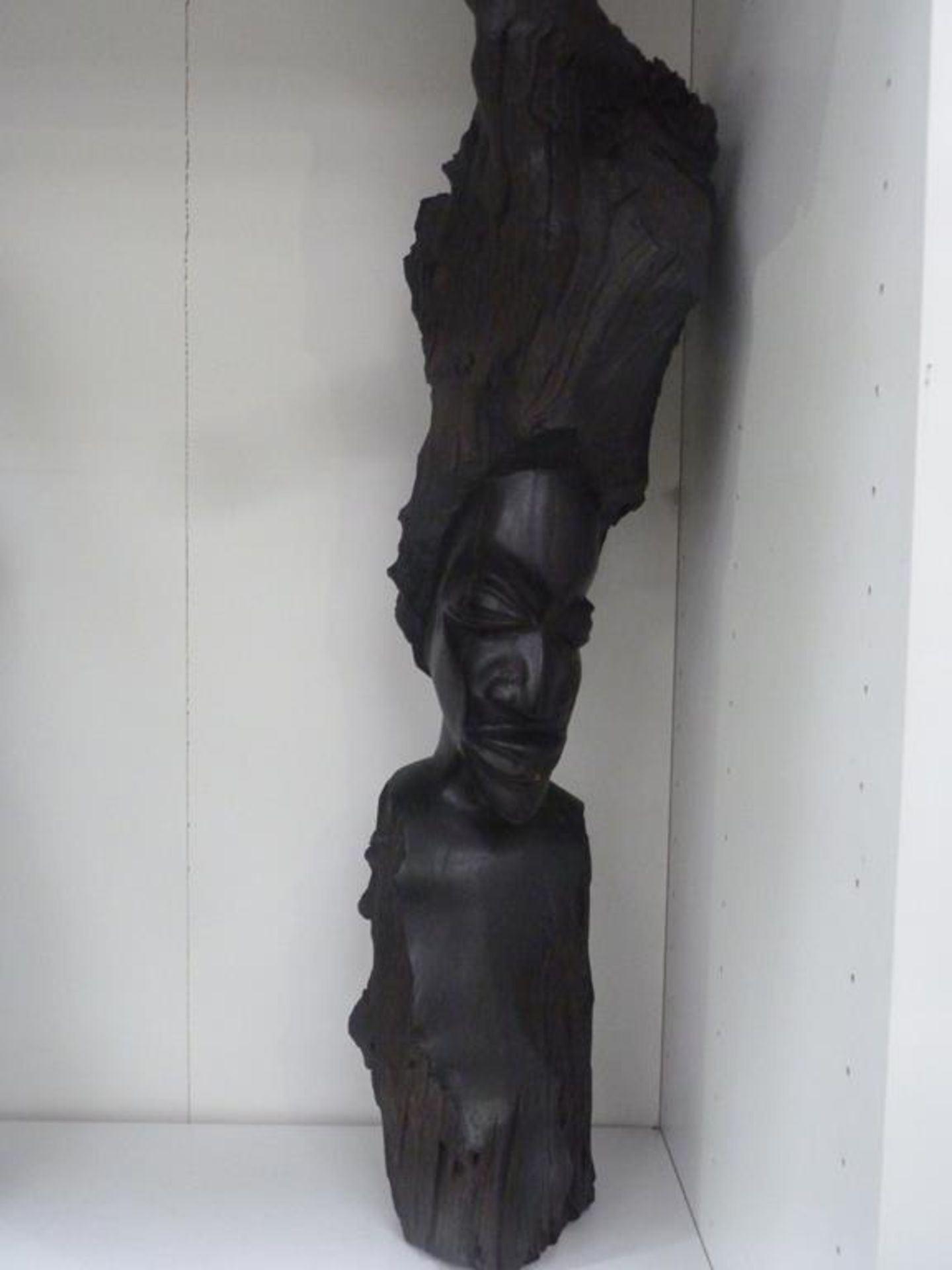 Two Ebony Handcarved Large Statues from solid wood pieces bought from Zambia in 1970's. (Est.£120-£ - Bild 3 aus 3