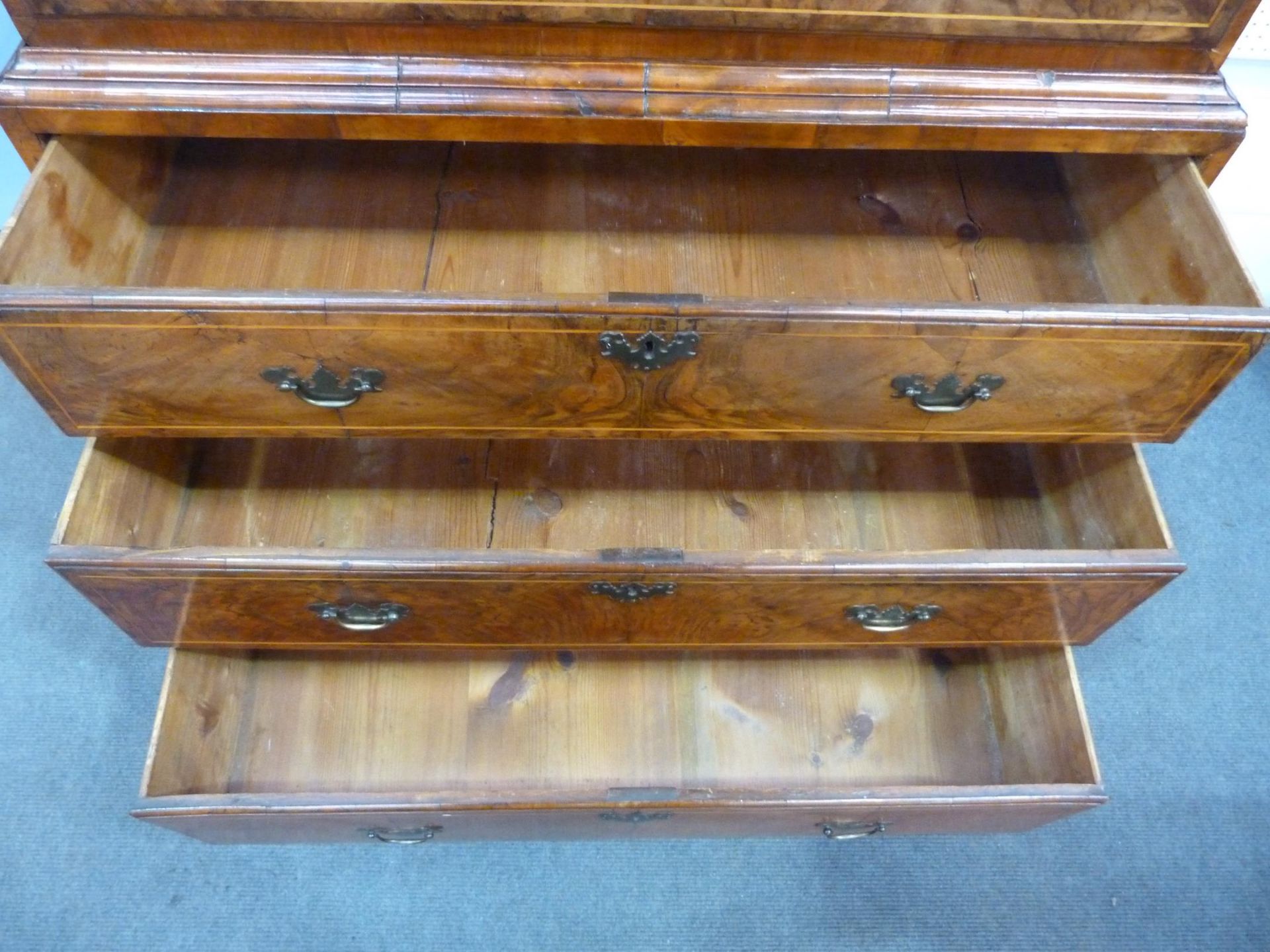 An 18th Century Walnut Tallboy of Small size with Inlaid Stringing to the Drawer Fronts; Two Short - Image 10 of 18