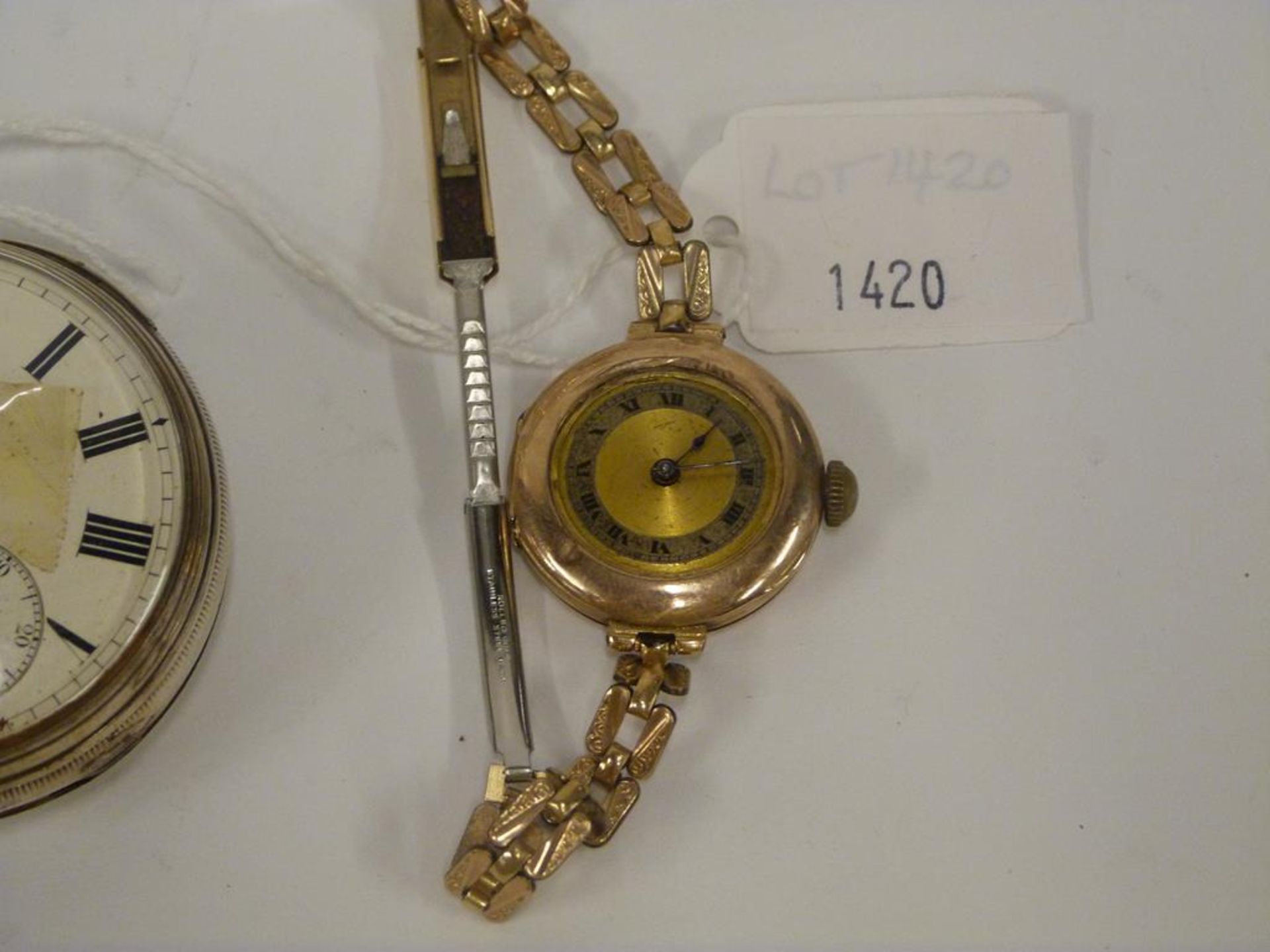 A Victorian Silver Cased Key Wind Pocket Watch, London 1873 together with a 9ct Gold Wrist Watch. ( - Image 4 of 6