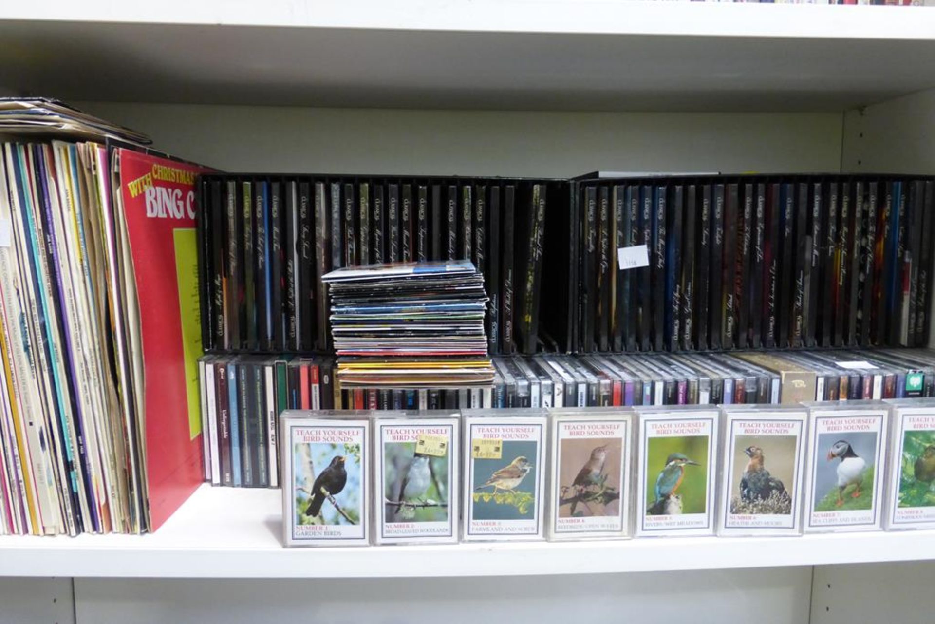 A large quantity of CDs, LP Records, a few single records and cassette numbers 1-9 'Teach Yourself a