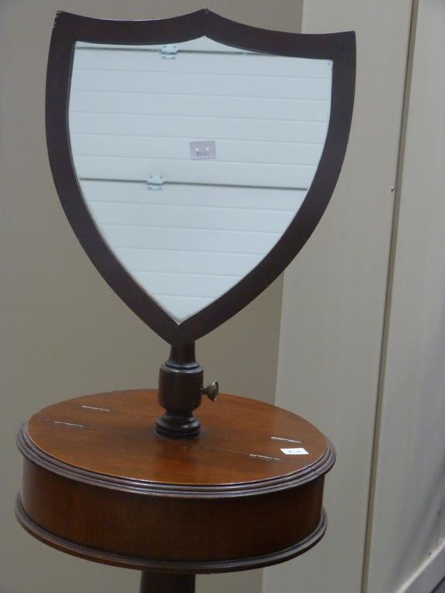 An Edwardian, two Compartment Shaving Stand with tilting Shield Mirror (H 140cm D 40cm) (est £45-£ - Image 2 of 4