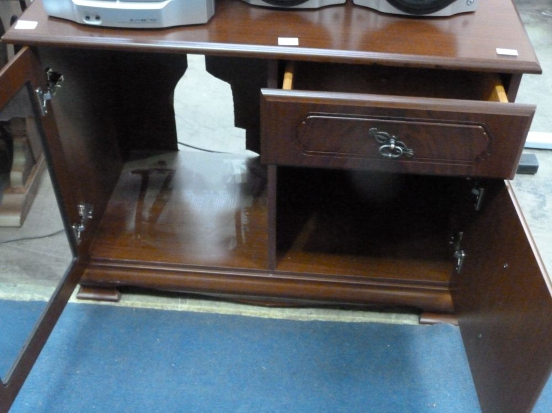 A Modern TV Stand, Audio Visual Storage unit with storage behind glazed door, drawer unit above - Image 2 of 2