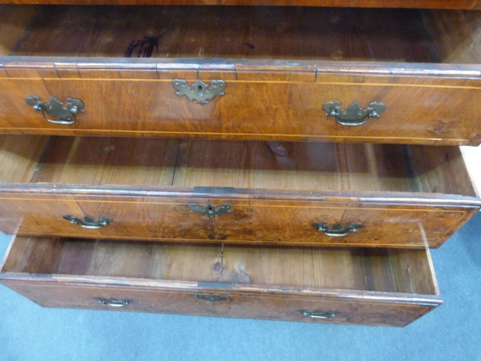An 18th Century Walnut Tallboy of Small size with Inlaid Stringing to the Drawer Fronts; Two Short - Image 14 of 18