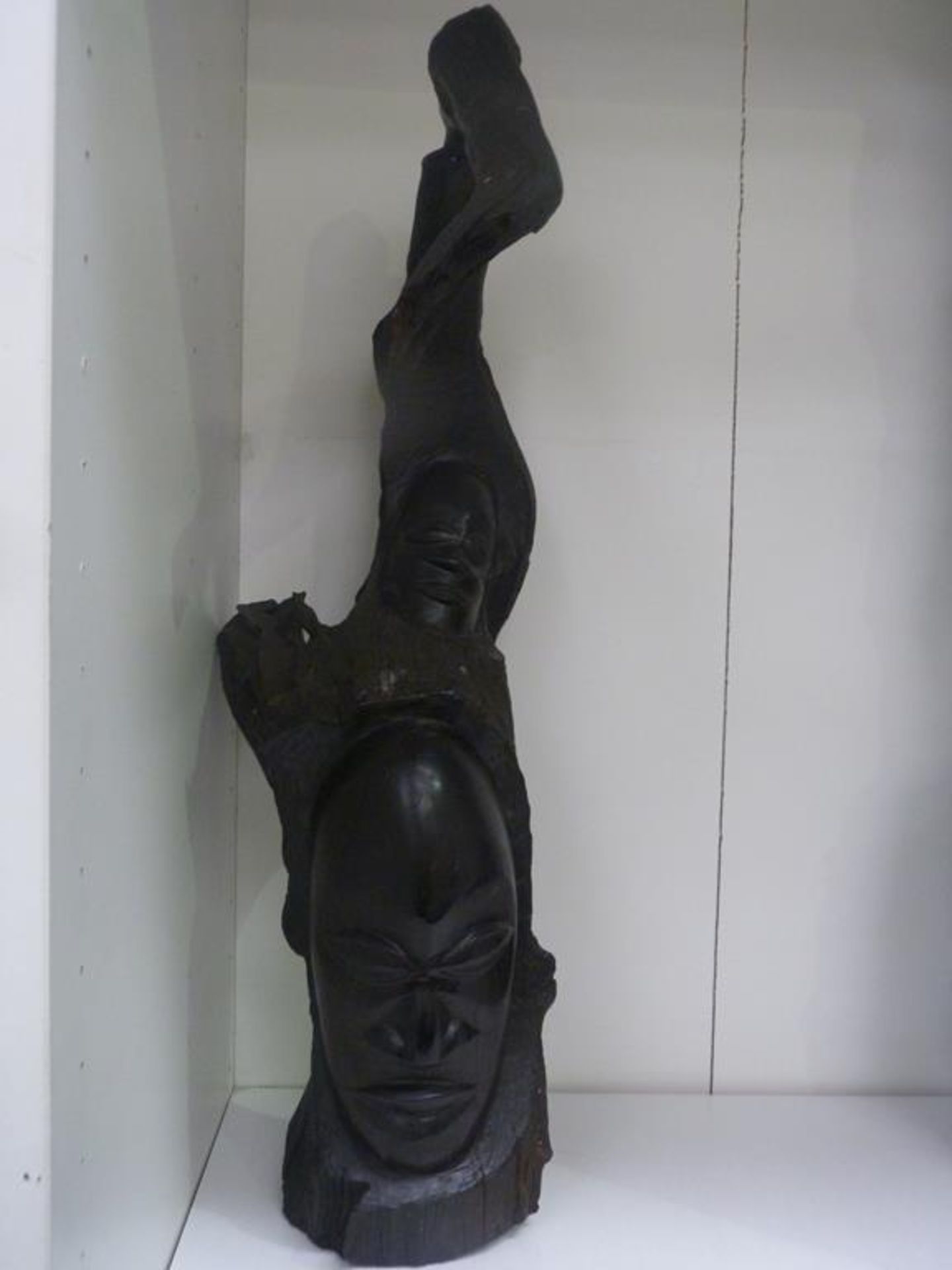 Two Ebony Handcarved Large Statues from solid wood pieces bought from Zambia in 1970's. (Est.£120-£ - Bild 2 aus 3