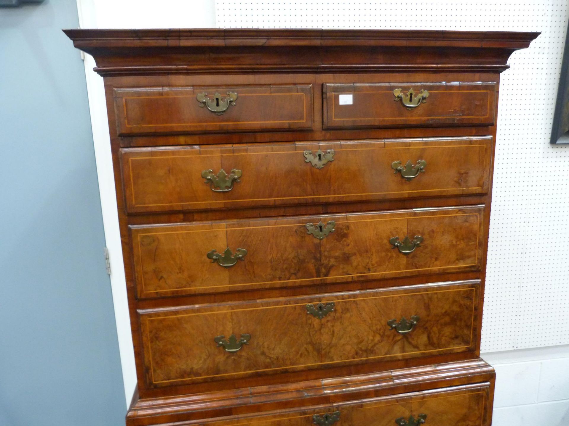An 18th Century Walnut Tallboy of Small size with Inlaid Stringing to the Drawer Fronts; Two Short - Image 4 of 18