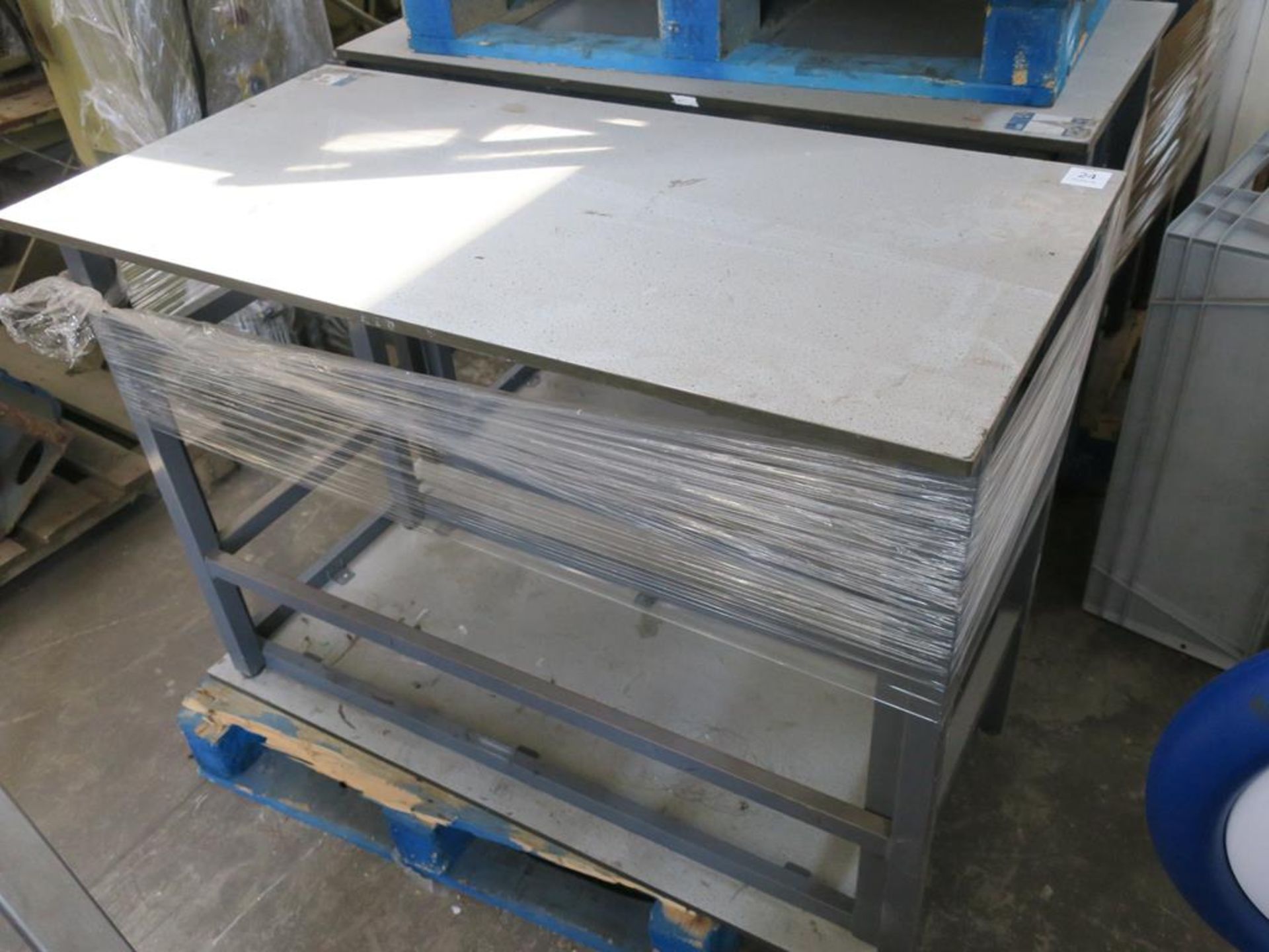 12 x Metal Framed Work Tables. Please note there is a £10 Plus VAT Lift Out Fee on this lot - Image 2 of 2