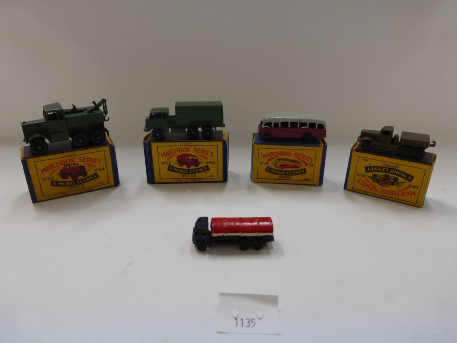 Five genuine Matchbox Models: #11 ERF Road Tanker, #21 Bedford Coach in original box, #64 B3 Army - Image 2 of 6