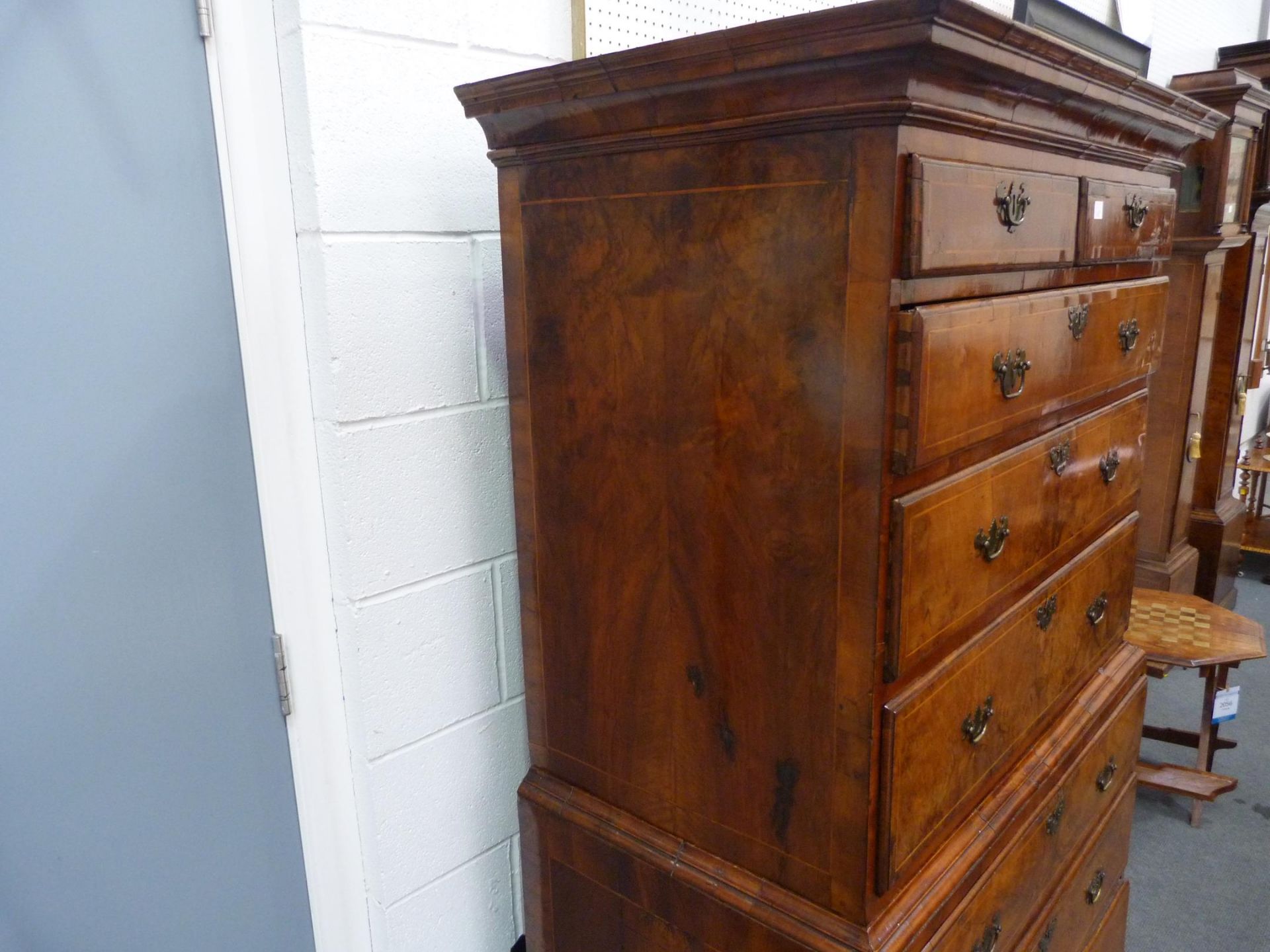 An 18th Century Walnut Tallboy of Small size with Inlaid Stringing to the Drawer Fronts; Two Short - Image 2 of 18