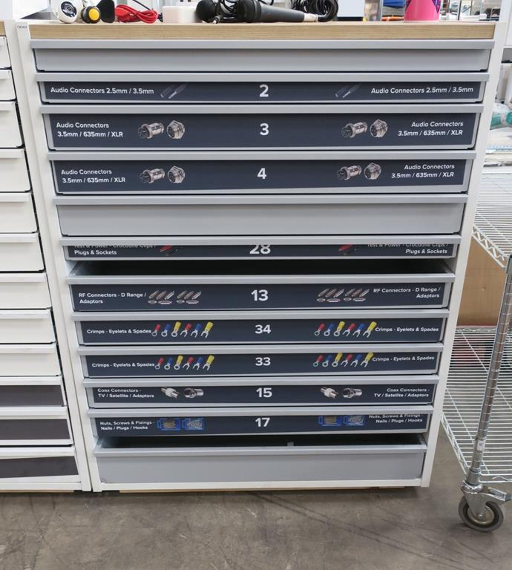 * A 12 drawer Parts Cabinet. Please note there is a £5 plus VAT LIft Out Fee on this lot.