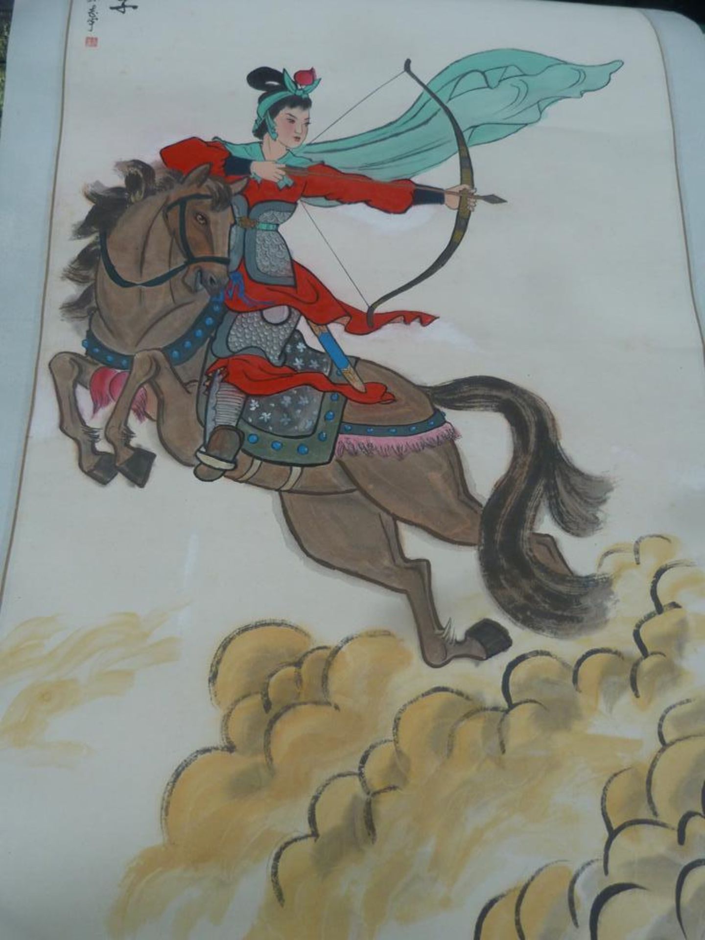 Three mixed collectable items to include a piece of Oriental Wall Art on a roll (L 170cm W 60cm) - Bild 6 aus 8