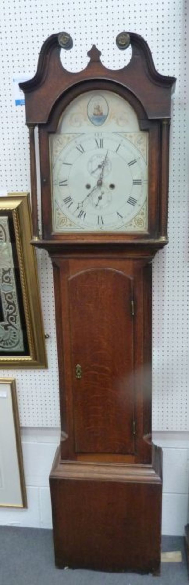 An early 19th Century Scottish Oak Longcase Clock with painted dial inscribed R (Robert)